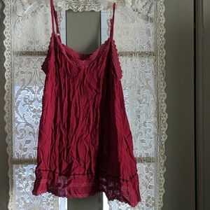 Faded Glory Burgundy Lace Trim Tank Top